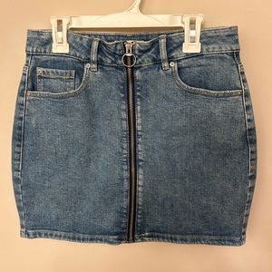 Garage denim zip front mini skirt